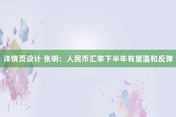 详情页设计 张明：人民币汇率下半年有望温和反弹